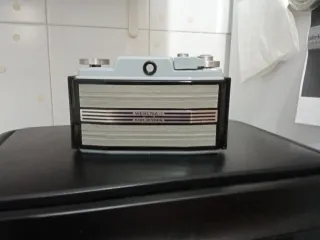 Cámara analógica vintage con funda