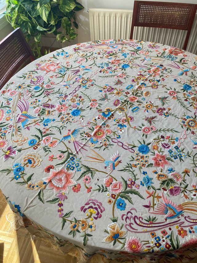 Mantón Manila Beige Asalmonado Años 30/40