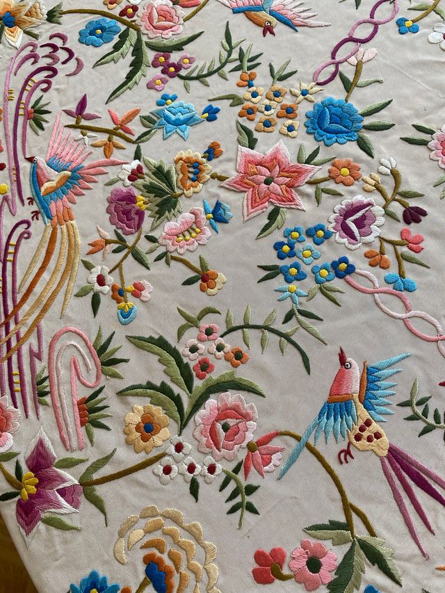 Mantón Manila Beige Asalmonado Años 30/40