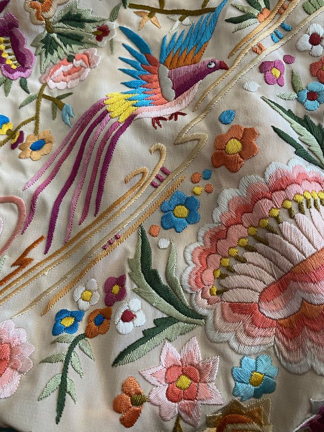 Mantón Manila Beige Asalmonado Años 30/40