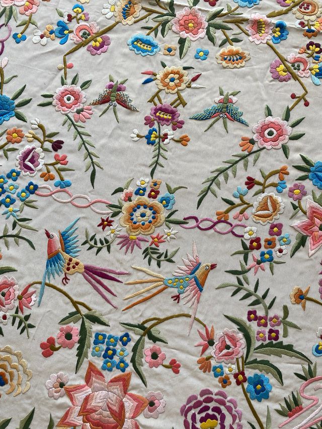 Mantón Manila Beige Asalmonado Años 30/40