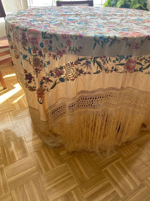 Mantón Manila Beige Asalmonado Años 30/40