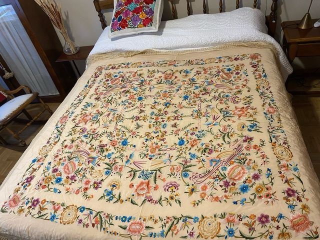 Mantón Manila Beige Asalmonado Años 30/40