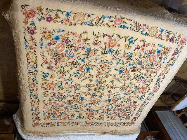 Mantón Manila Beige Asalmonado Años 30/40