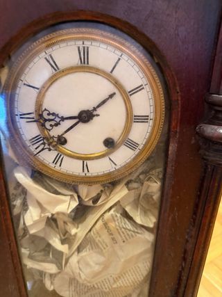 Reloj de pared antiguo madera para restaurar