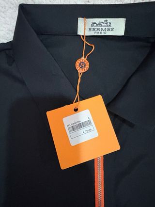 Polo Hermes Nero con Zip Arancione