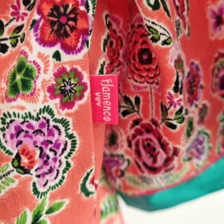 Kimono corto FLAMENCO naranja y turquesa