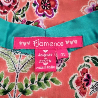 Kimono corto FLAMENCO naranja y turquesa