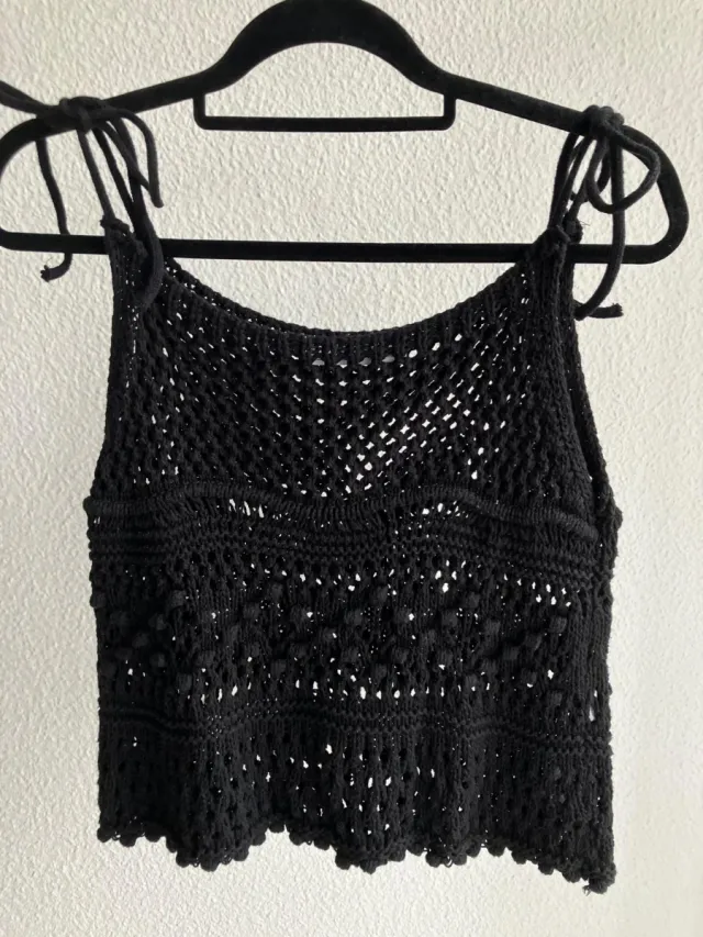 Top Zara Negro Crochet Talla M