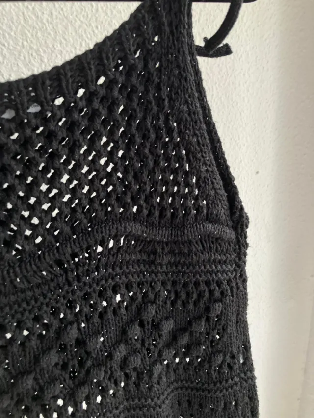 Top Zara Negro Crochet Talla M