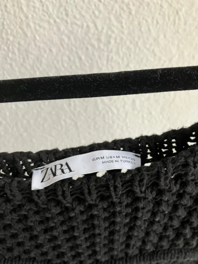 Top Zara Negro Crochet Talla M