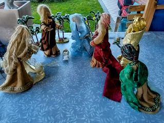 Presepe artigianale in juta e stoffa