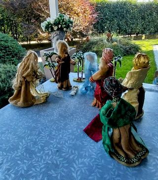 Presepe artigianale in juta e stoffa