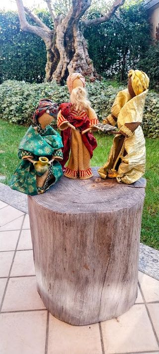 Presepe artigianale in juta e stoffa