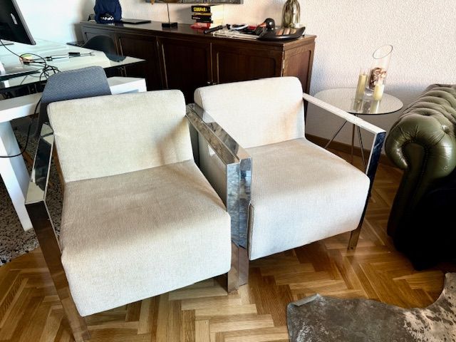 2 Sillones Modernos/Elegantes Tela y Metal
