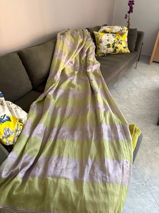 Tenda chiffon a righe viola e verde