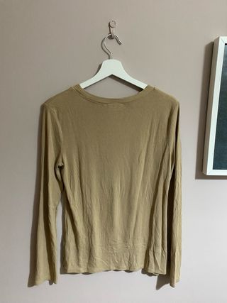 Jersey fino beige/caqui manga larga