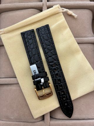 Correa de reloj de piel negra para Longines