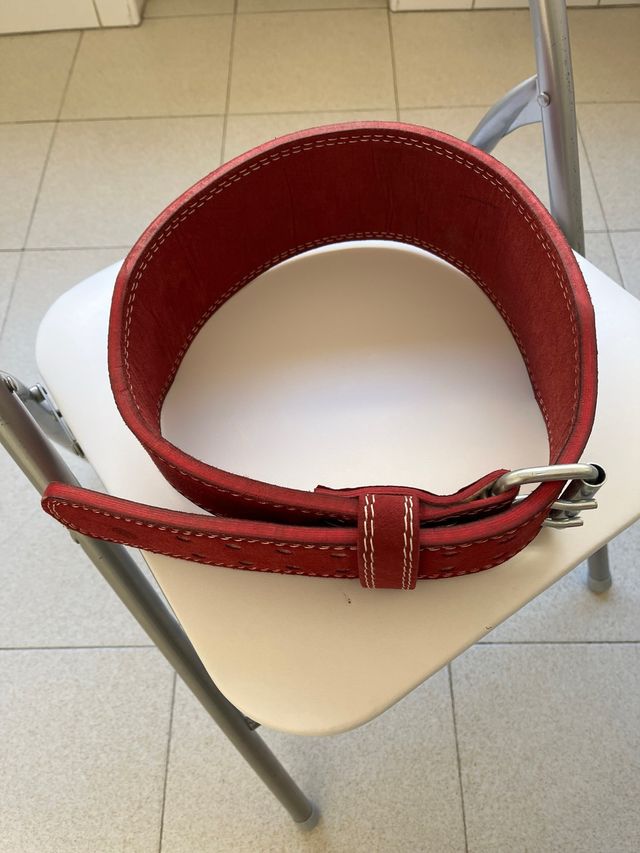 Cinturón Halterofilia Cuero Rojo