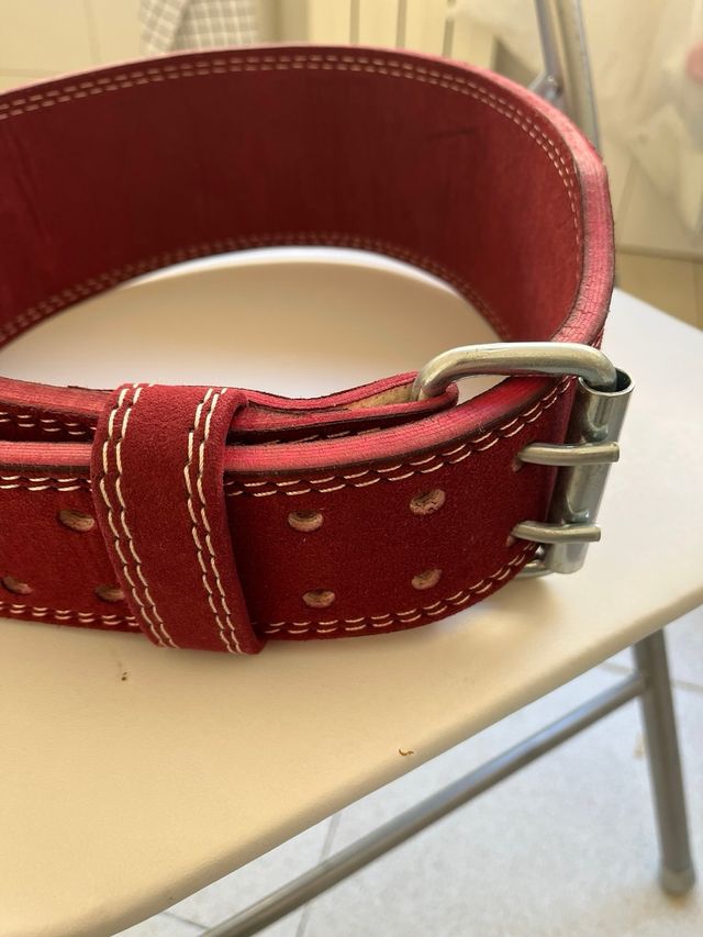 Cinturón Halterofilia Cuero Rojo