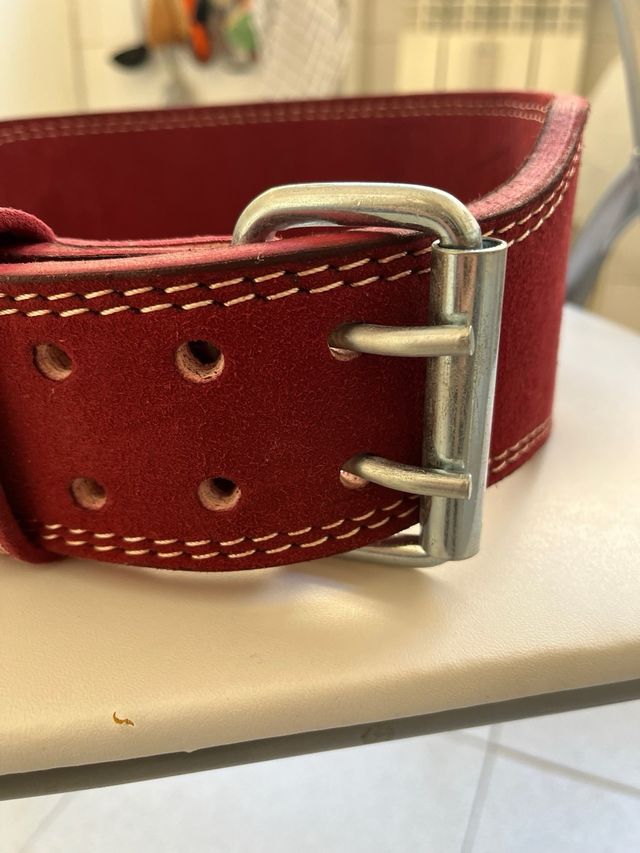 Cinturón Halterofilia Cuero Rojo