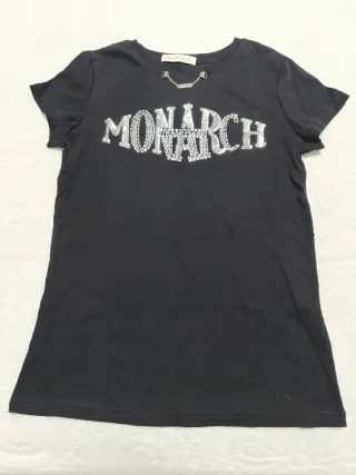 Maglietta donna MONARCH nera con strass