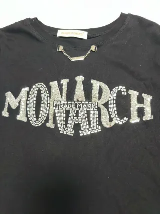 Maglietta donna MONARCH nera con strass