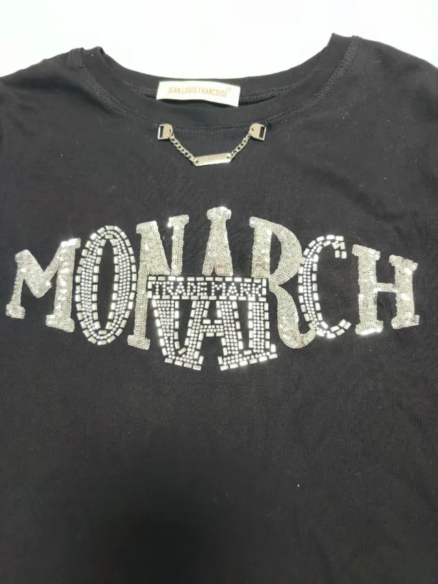 Maglietta donna MONARCH nera con strass