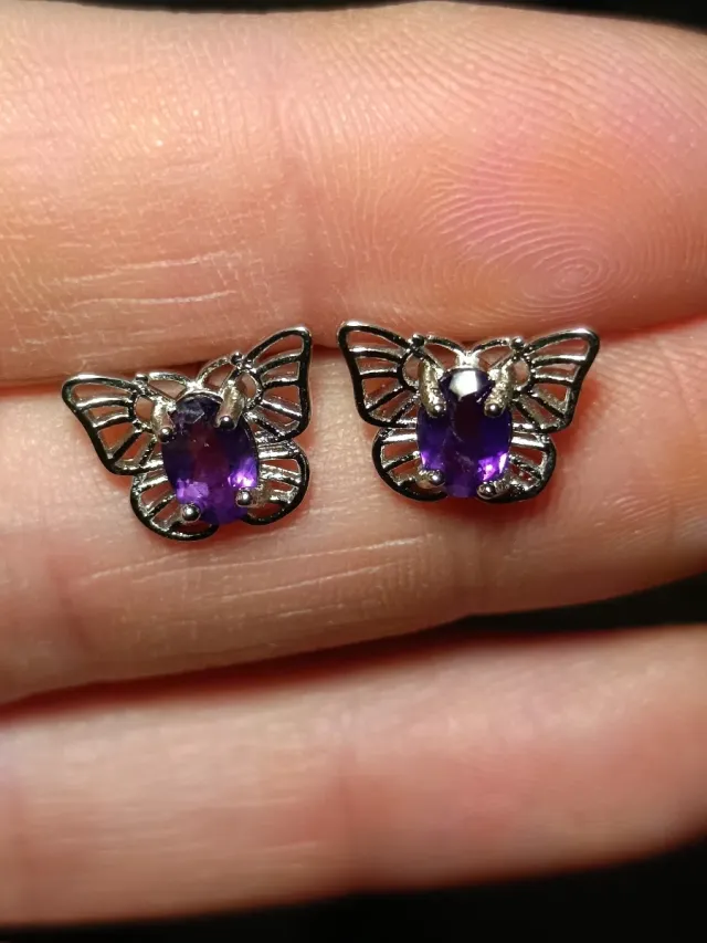 Pendientes Mariposa Plata 925  Amatista