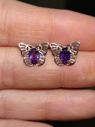 Pendientes Mariposa Plata 925  Amatista