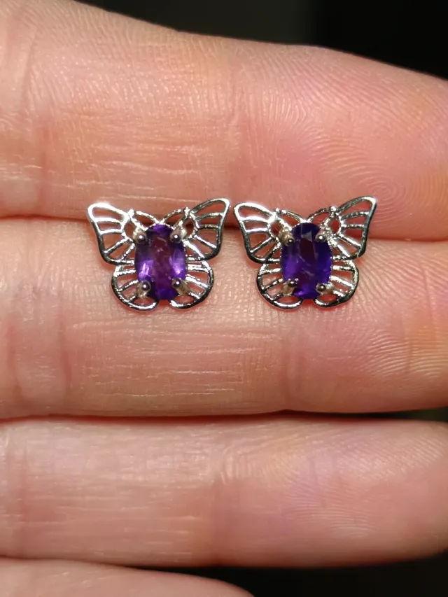 Pendientes Mariposa Plata 925  Amatista