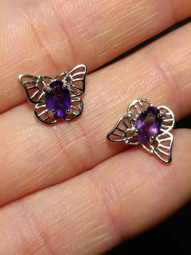 Pendientes Mariposa Plata 925  Amatista