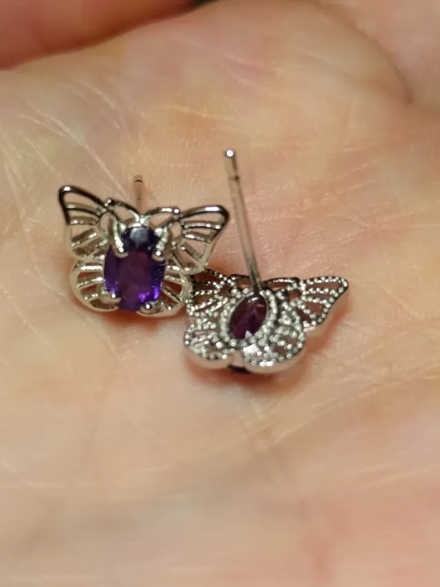 Pendientes Mariposa Plata 925  Amatista