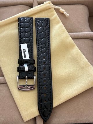 Correa de reloj negra 18mm para Longines