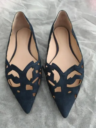 Bailarinas Zara Piel Troqueladas Vintage