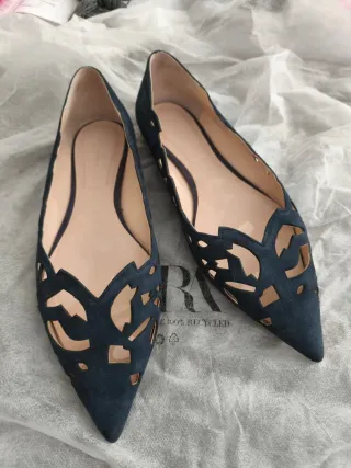 Bailarinas Zara Piel Troqueladas Vintage