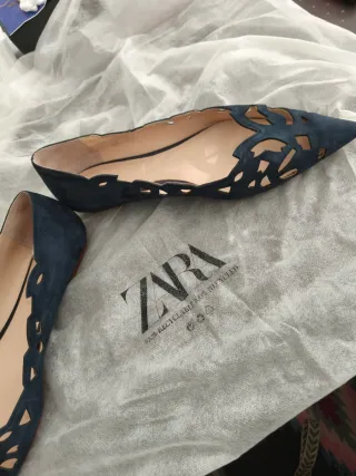 Bailarinas Zara Piel Troqueladas Vintage