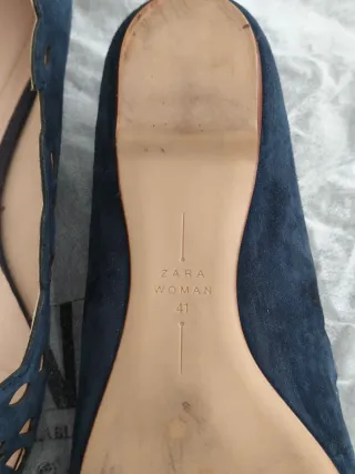 Bailarinas Zara Piel Troqueladas Vintage