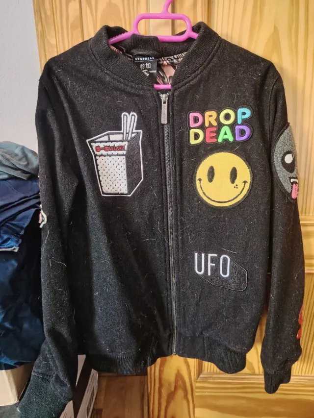 Chaqueta Bomber Drop Dead Negra Multicolor