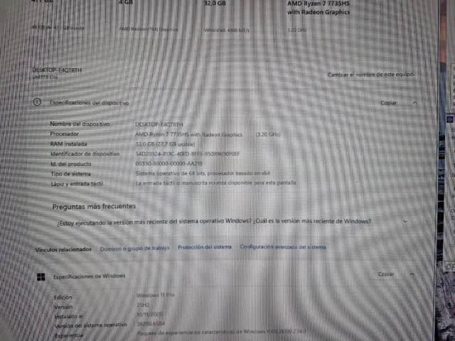 Mini PC MINISFORUM Ryzen 7 7735HS 32GB DDR5