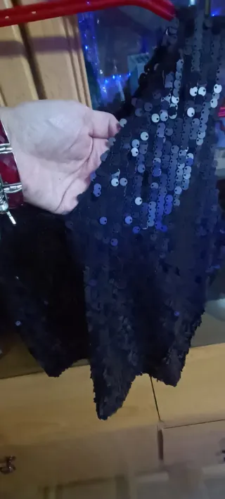 Top lentejuelas fiesta negro talla única