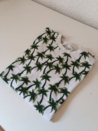 Camiseta Primark palmeras blanca y verde