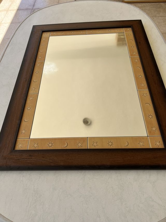 Espejo de pared - madera y ceramica L