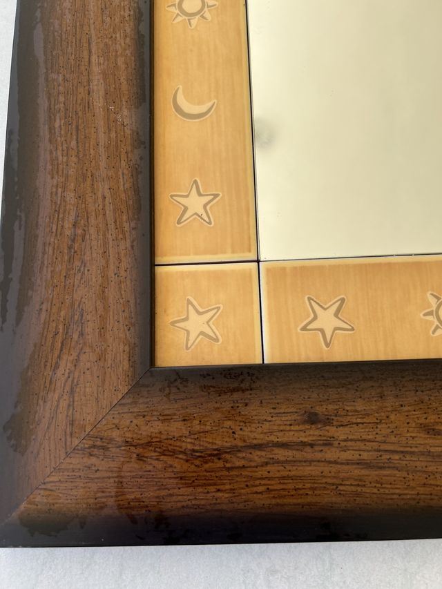 Espejo de pared - madera y ceramica L