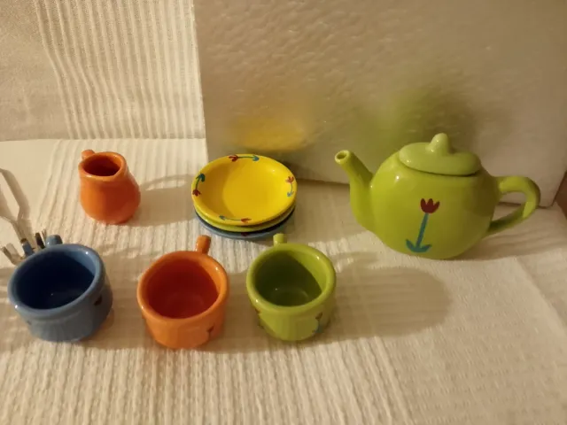Juego Cocina Porcelana Tazas Tetera