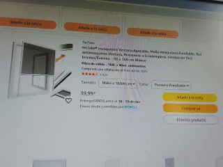 Mosquitera enrollable TecTake 90x160cm Blanca