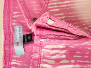 Pantalón campana rayas rosa y beige