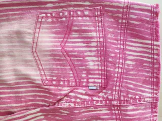 Pantalón campana rayas rosa y beige