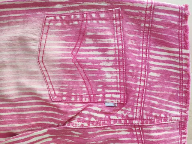 Pantalón campana rayas rosa y beige