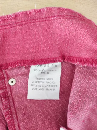 Pantalón campana rayas rosa y beige